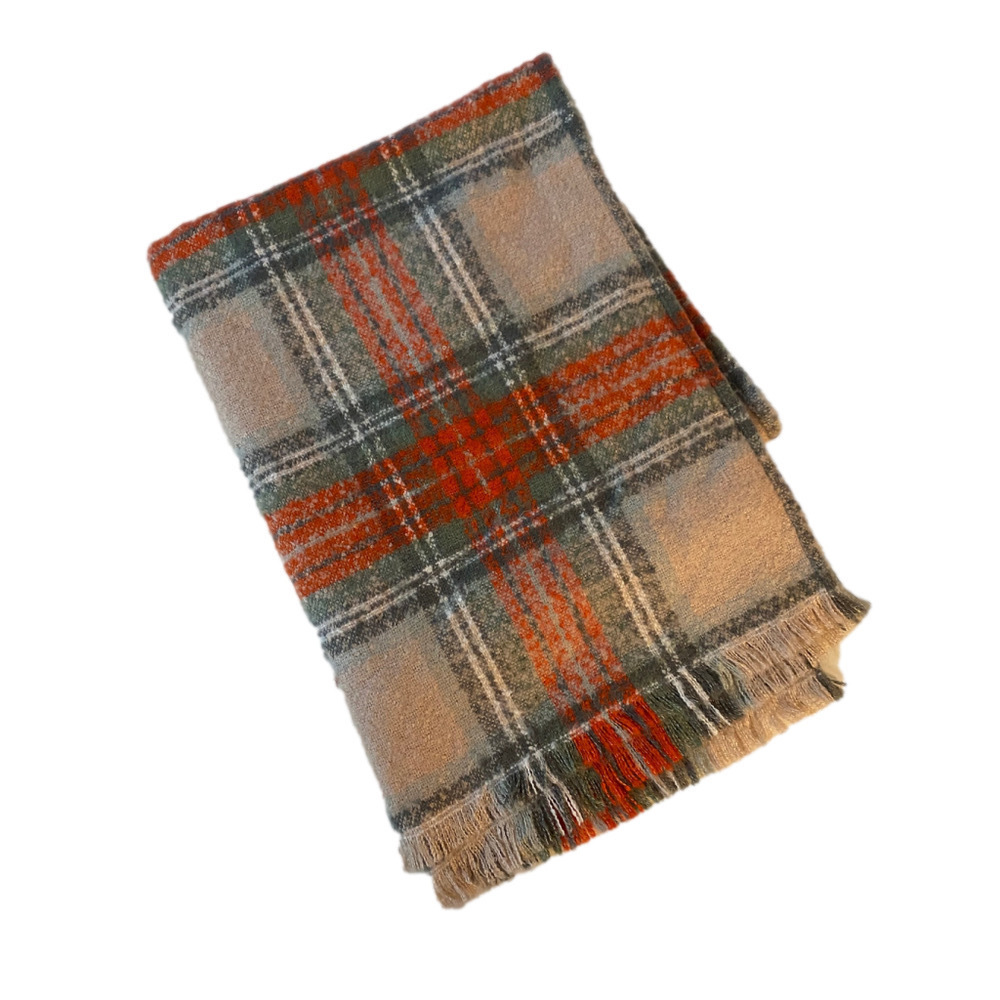 Women's Love & Lore Scarf, One Size, Beige & Green plaid print so soft